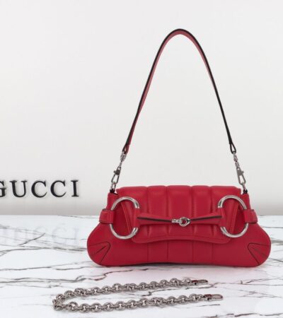 Replica Gucci Horsebit Chain Shoulder Bag Red - ultra-realistic fake designer tote