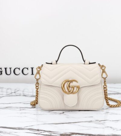 Replica Gucci GG Marmont Top Handle White - high-accuracy replica luxury purse