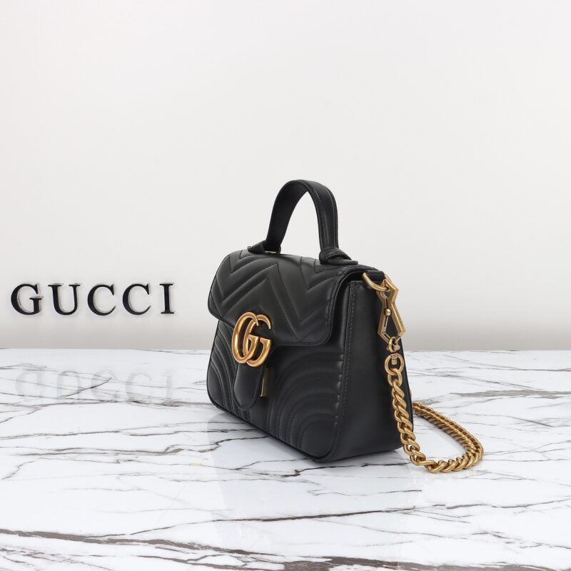 Replica Gucci GG Marmont Top Handle Black - premium 1:1 fake handbag model