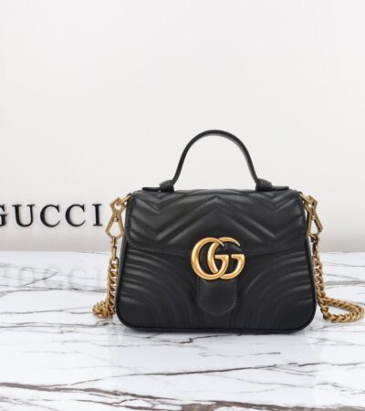 Replica Gucci GG Marmont Top Handle Black - premium 1:1 fake handbag model