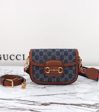 Replica Gucci Horsebit 1955 Double G Mini Denim - high-accuracy replica luxury purse