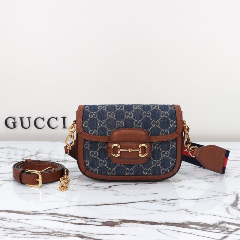 Replica Gucci Horsebit 1955 Double G Mini Denim - high-accuracy replica luxury purse