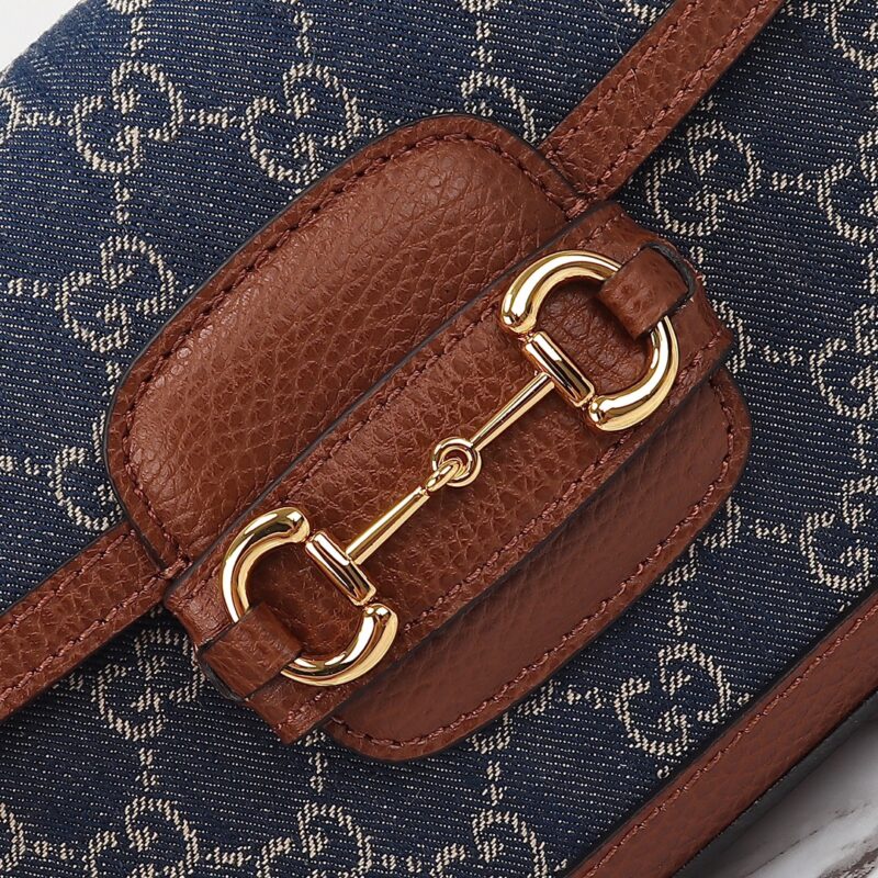 Replica Gucci Horsebit 1955 Double G Mini Denim - best quality luxury bag dupe