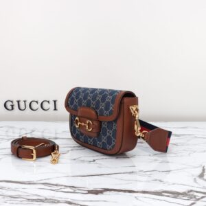 Replica Gucci Horsebit 1955 Double G Mini Denim - authentic-look luxury purse replica