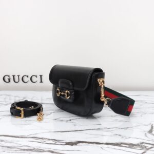 Replica Gucci Horsebit 1955 Double G Mini Black - best quality luxury bag dupe