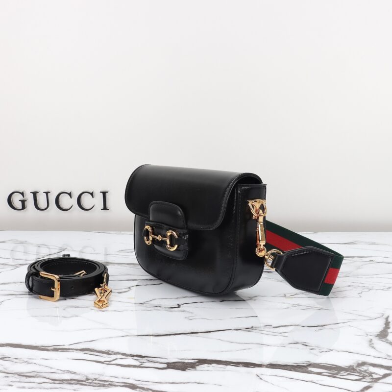 Replica Gucci Horsebit 1955 Double G Mini Black - best quality luxury bag dupe