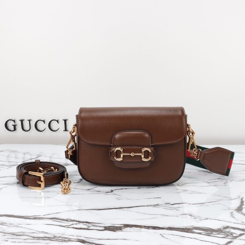 Replica Gucci Horsebit 1955 Double G Mini Brown - authentic-look luxury purse replica