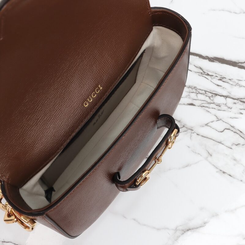 Replica Gucci Horsebit 1955 Double G Mini Brown - top-tier luxury replica shoulder bag