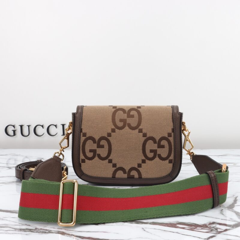 Replica Gucci Horsebit 1955 Double G Mini Brown Canvas - top-rated replica designer bag