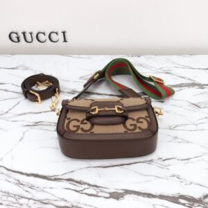 Replica Gucci Horsebit 1955 Double G Mini Brown Canvas - 1:1 designer replica handbag