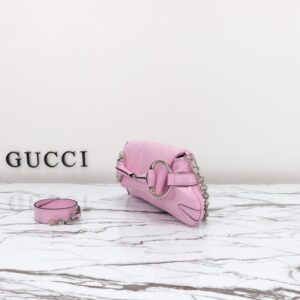 Replica Gucci Horsebit Chain Shoulder Bag Pink - realistic designer-inspired fake bag