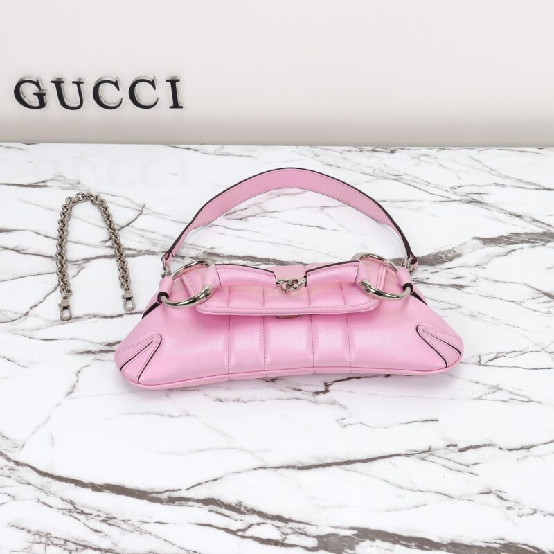 Replica Gucci Horsebit Chain Shoulder Bag Pink - premium 1:1 fake handbag model