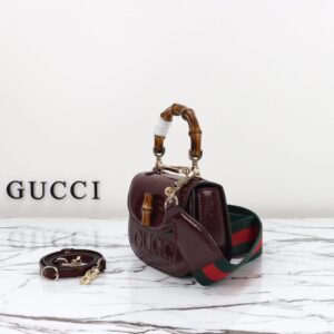 Replica Gucci Bamboo 1947 Patent Bordeaux - top-tier luxury replica shoulder bag