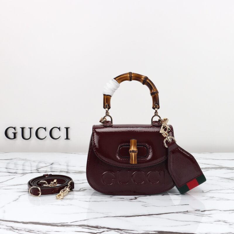 Replica Gucci Bamboo 1947 Patent Bordeaux - high-quality designer bag clone