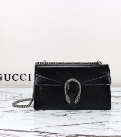 Replica Gucci Dionysus Small Shoulder Bag Patent Black - ultra-realistic fake designer tote