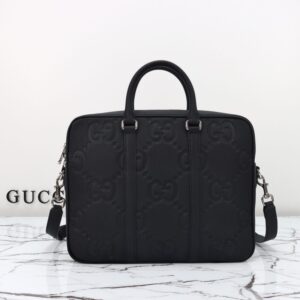 Replica Gucci Briefcase GG Leather Black - realistic designer-inspired fake bag