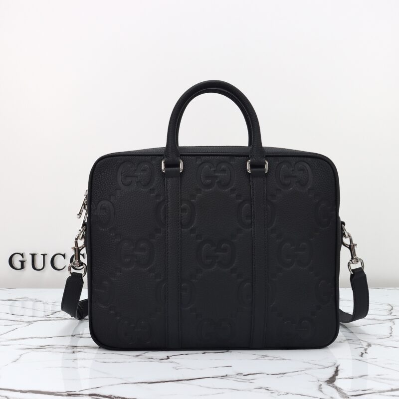 Replica Gucci Briefcase GG Leather Black - realistic designer-inspired fake bag