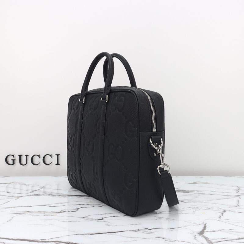 Replica Gucci Briefcase GG Leather Black - realistic designer-inspired fake bag