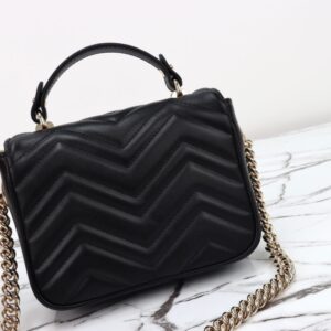 Replica Gucci Marmont Mini Top Handle Black - top-tier luxury replica shoulder bag
