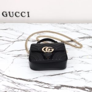 Replica Gucci Marmont Mini Top Handle Black - near-authentic luxury replica handbag