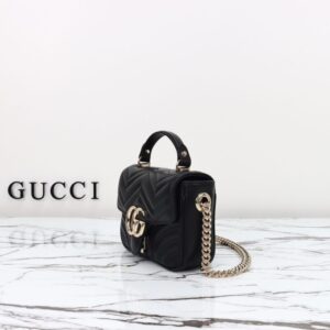 Replica Gucci Marmont Mini Top Handle Black - best quality luxury bag dupe