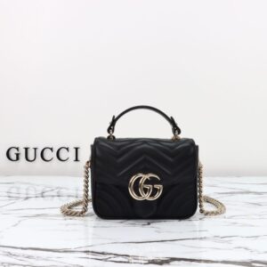 Replica Gucci Marmont Mini Top Handle Black - high-end fake designer purse