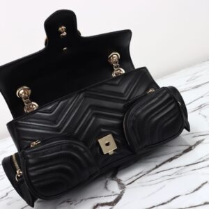 Replica Gucci Marmont 2.0 GG Shoulder Bag Black - best quality luxury bag dupe