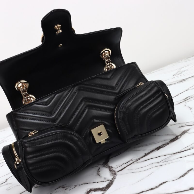 Replica Gucci Marmont 2.0 GG Shoulder Bag Black - best quality luxury bag dupe