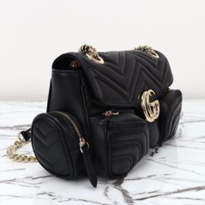Replica Gucci Marmont 2.0 GG Shoulder Bag Black - 1:1 designer replica handbag