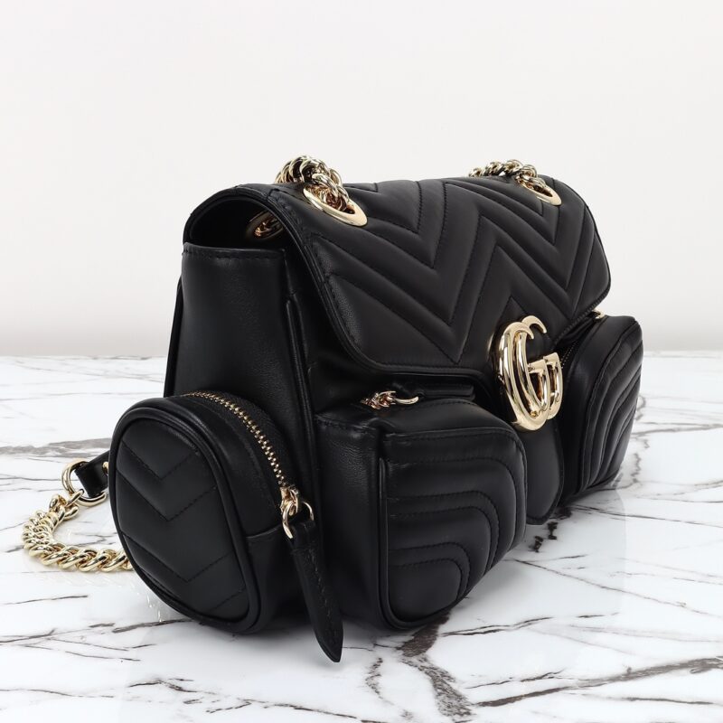 Replica Gucci Marmont 2.0 GG Shoulder Bag Black - 1:1 designer replica handbag