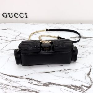 Replica Gucci Marmont 2.0 GG Shoulder Bag Black - authentic-look luxury purse replica