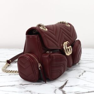 Replica Gucci Marmont 2.0 GG Shoulder Bag Bordeaux - ultra-realistic fake designer tote