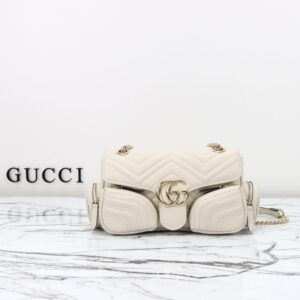 Replica Gucci Marmont 2.0 GG Shoulder Bag White - 1:1 designer replica handbag