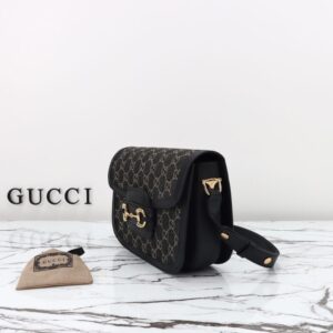 Replica Gucci G 1955 Horsebit Black Denim - premium-grade designer purse dupe