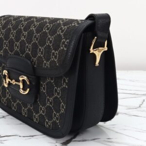 Replica Gucci G 1955 Horsebit Black Denim - high-end fake designer purse
