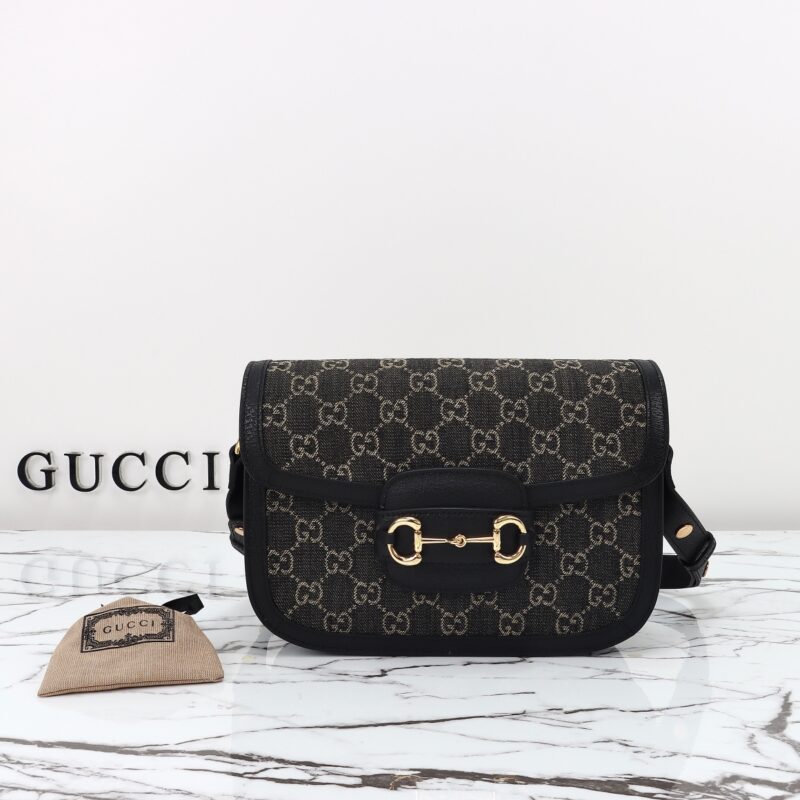 Replica Gucci G 1955 Horsebit Black Denim - high-quality designer bag clone