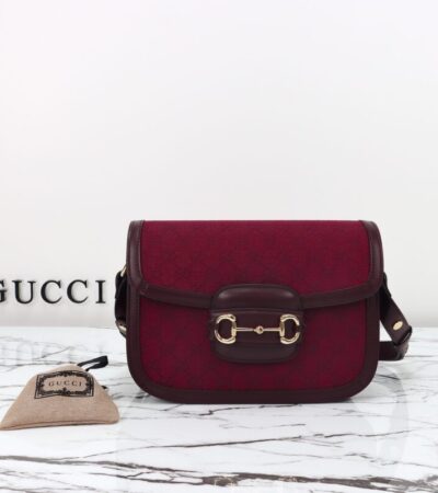 Replica Gucci G 1955 Horsebit Red Denim - high-end fake designer purse