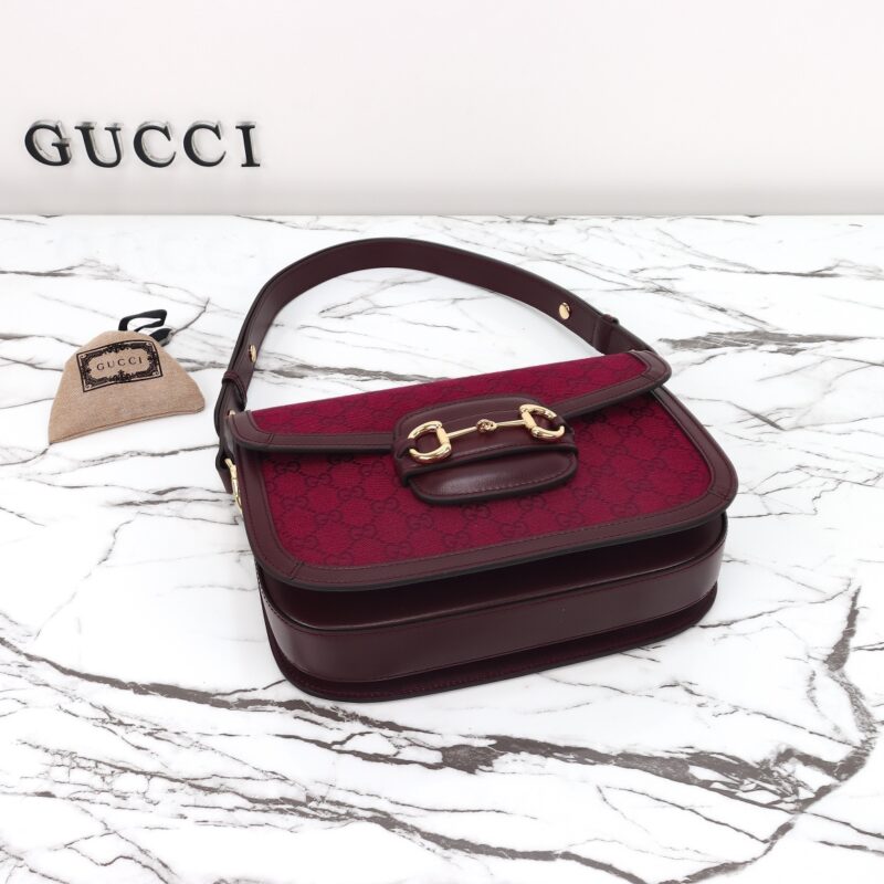 Replica Gucci G 1955 Horsebit Red Denim - top-tier luxury replica shoulder bag