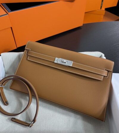 Replica Hermes Kelly Elan Brown Silver - 1:1 designer replica handbag