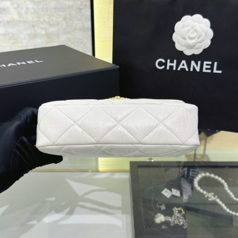 Replica CHANEL 19 Mini Flap White Bag - premium 1:1 fake handbag model