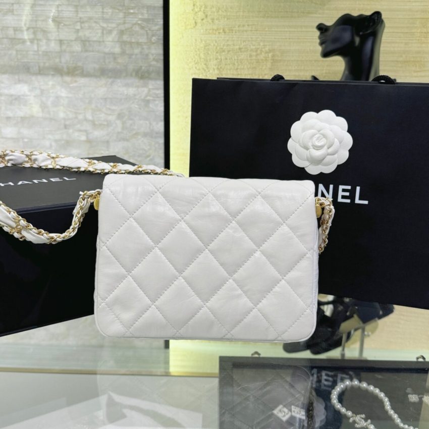 Replica CHANEL 19 Mini Flap White Bag - near-authentic luxury replica handbag
