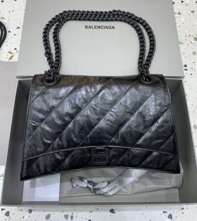 Replica Balenciaga Crush Large Full Black - 1:1 designer replica handbag