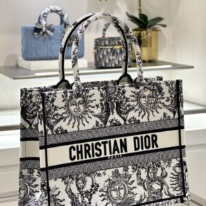 Replica Dior Tote Book Black&White Sun - near-authentic luxury replica handbag
