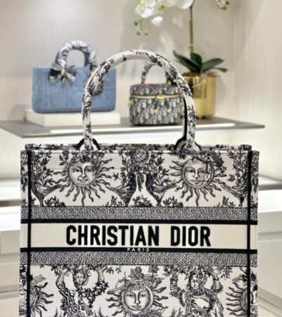 Replica Dior Tote Book Black&White Sun - ultra-realistic fake designer tote