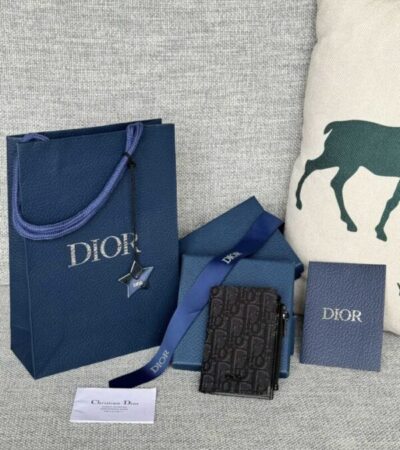 Replica Dior Zipper Card Holder Black - high-accuracy replica luxury purse