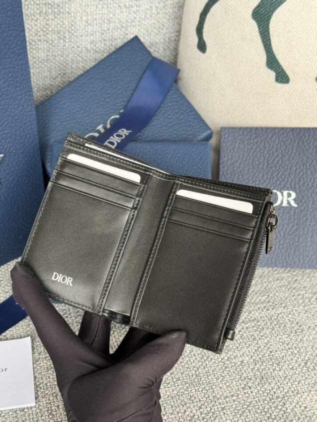Replica Dior Zipper Card Holder Black - high-end fake designer purse