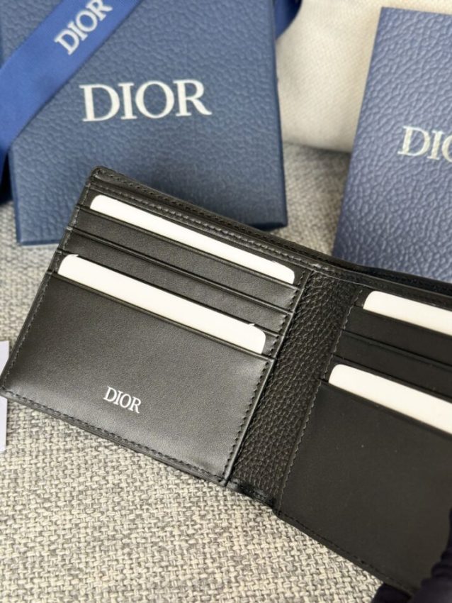 Replica Dior Jacquard Wallet Oblique Black - high-end fake designer purse