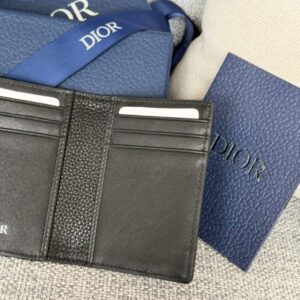 Replica Dior Bi Fold Card Holder Oblique Black - high-quality designer bag clone
