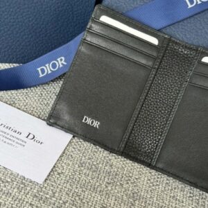 Replica Dior Bi Fold Card Holder Oblique Black - premium 1:1 fake handbag model