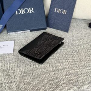 Replica Dior Bi Fold Card Holder Oblique Black - realistic designer-inspired fake bag